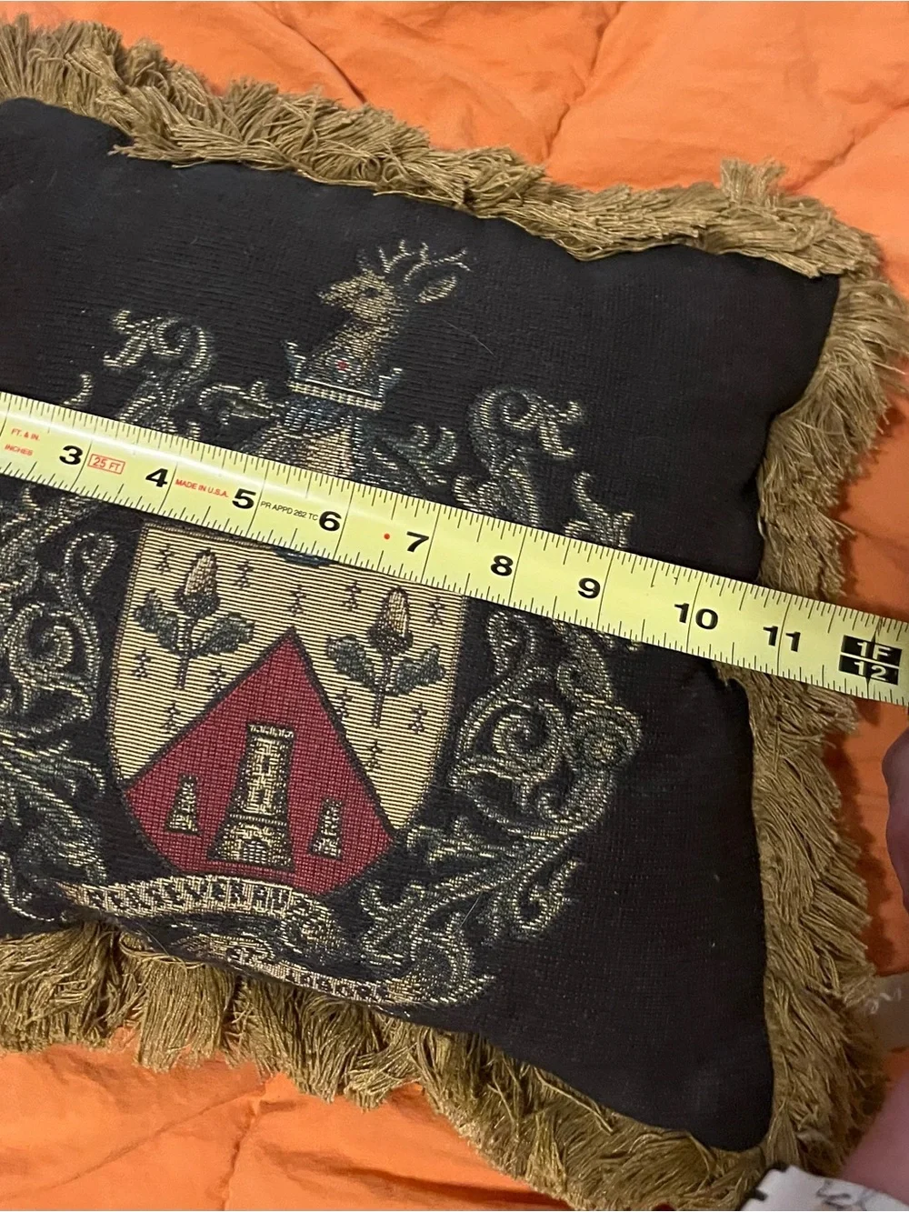 Vintage French-Inspired Pillow Trio | Paris, Oui & Heraldic Crest | Fringe